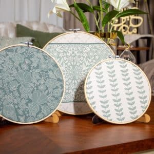 Wooden Embroidery Hoop Set with Botanical Motifs – “فيردي” Collection