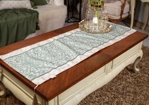 Soft Botanical Table Runner with Tassels – “فيردي” Collection