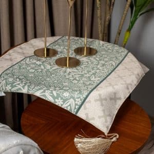 Elegant Side Table Cover with Botanical Accents – “فيردي” Collection
