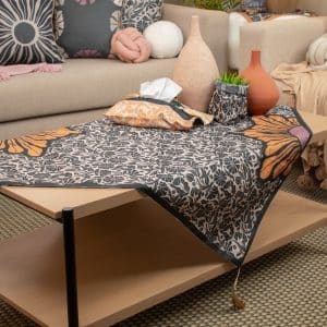 Square Table Cover with Elegant Botanical Prints – “ليل” Collection