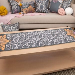 Soft Botanical Table Runner with Tassels – “ليل” Collection