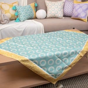 Square Table Cover with Elegant Botanical Prints – “مدار” Collection