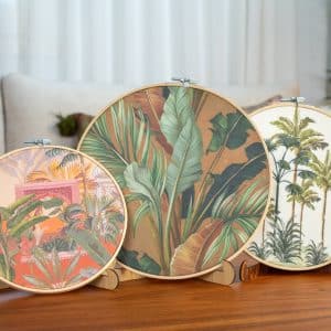 Wooden Embroidery Hoop Set with Botanical Motifs – “نخيل” Collection