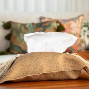 Elegant Tissue Box Cover with Ethnic Accents – "نخيل" Collection