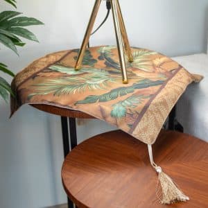 Elegant Side Table Cover with Botanical Accents – “نخيل” Collection