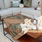 Square Table Cover with Elegant Botanical Prints – “نخيل” Collection