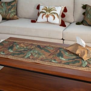 Soft Botanical Table Runner with Tassels – “نخيل” Collection