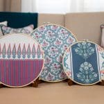 Wooden Embroidery Hoop Set with Botanical Motifs – “واحه” Collection