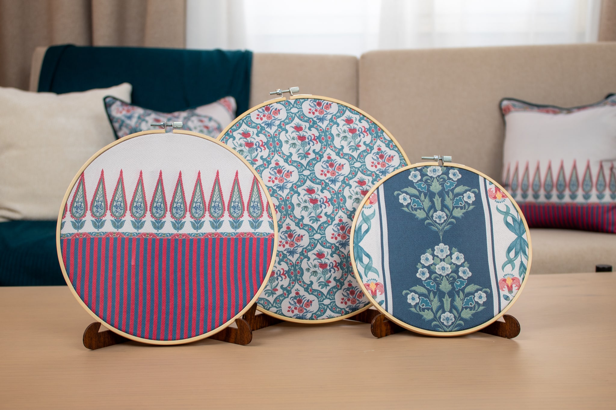 Wooden Embroidery Hoop Set with Botanical Motifs – “واحه” Collection 4 واحة 2