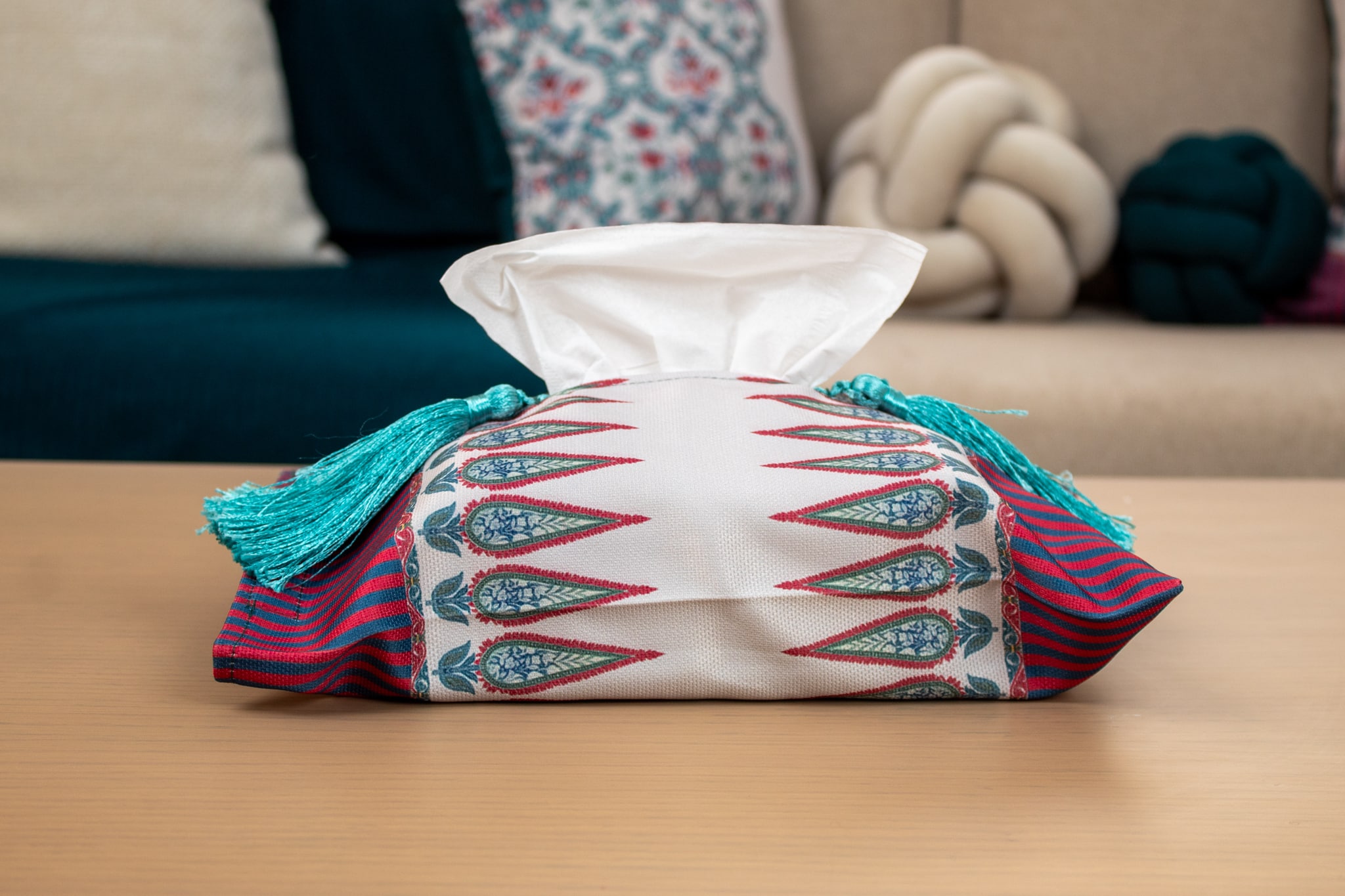 Elegant Tissue Box Cover with Ethnic Accents – "واحه" Collection 4 واحة 4