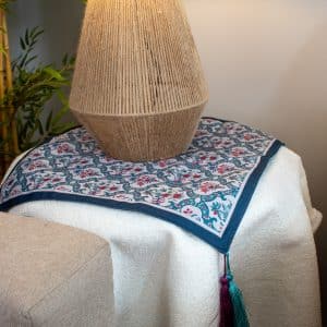 Elegant Side Table Cover with Botanical Accents – “واحه” Collection