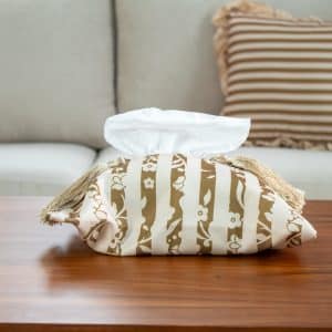 Elegant Tissue Box Cover with Ethnic Accents – "دره كافيه" Collection