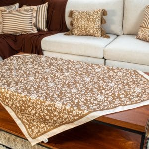 Square Table Cover with Elegant Botanical Prints – “دره كافيه” Collection