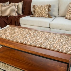 Soft Botanical Table Runner with Tassels – “دره كافيه” Collection