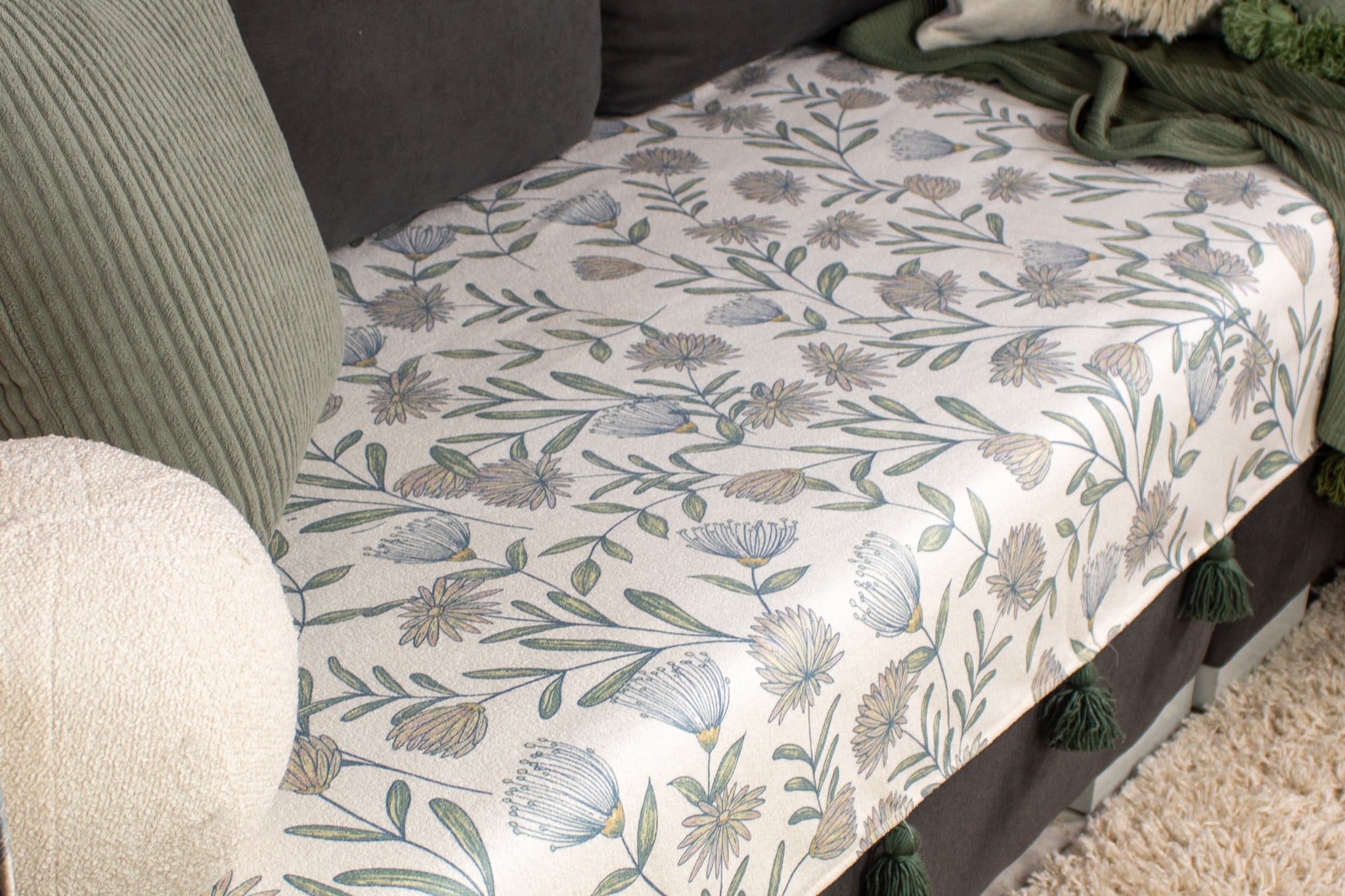 Sofa Cover – Bloom – Linen Cotton Printed Fabric | Chic Home Boutique 5 Sofa Cover – Bloom – Linen Cotton Printed Fabric | Chic Home Boutique - Image 2