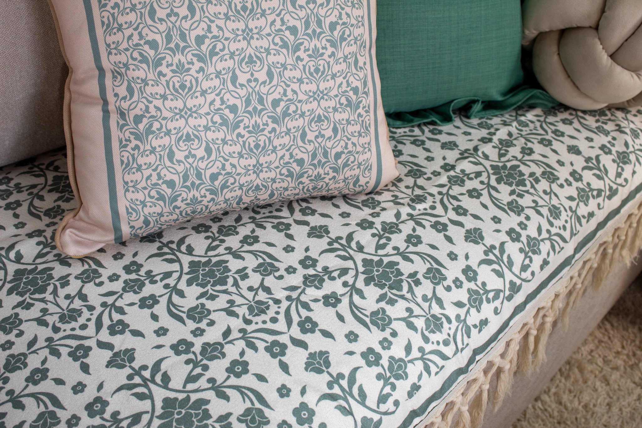Sofa Cover – Dorra Mint – Linen Cotton Printed Fabric | Chic Home Boutique 7 dora sofa cover 9