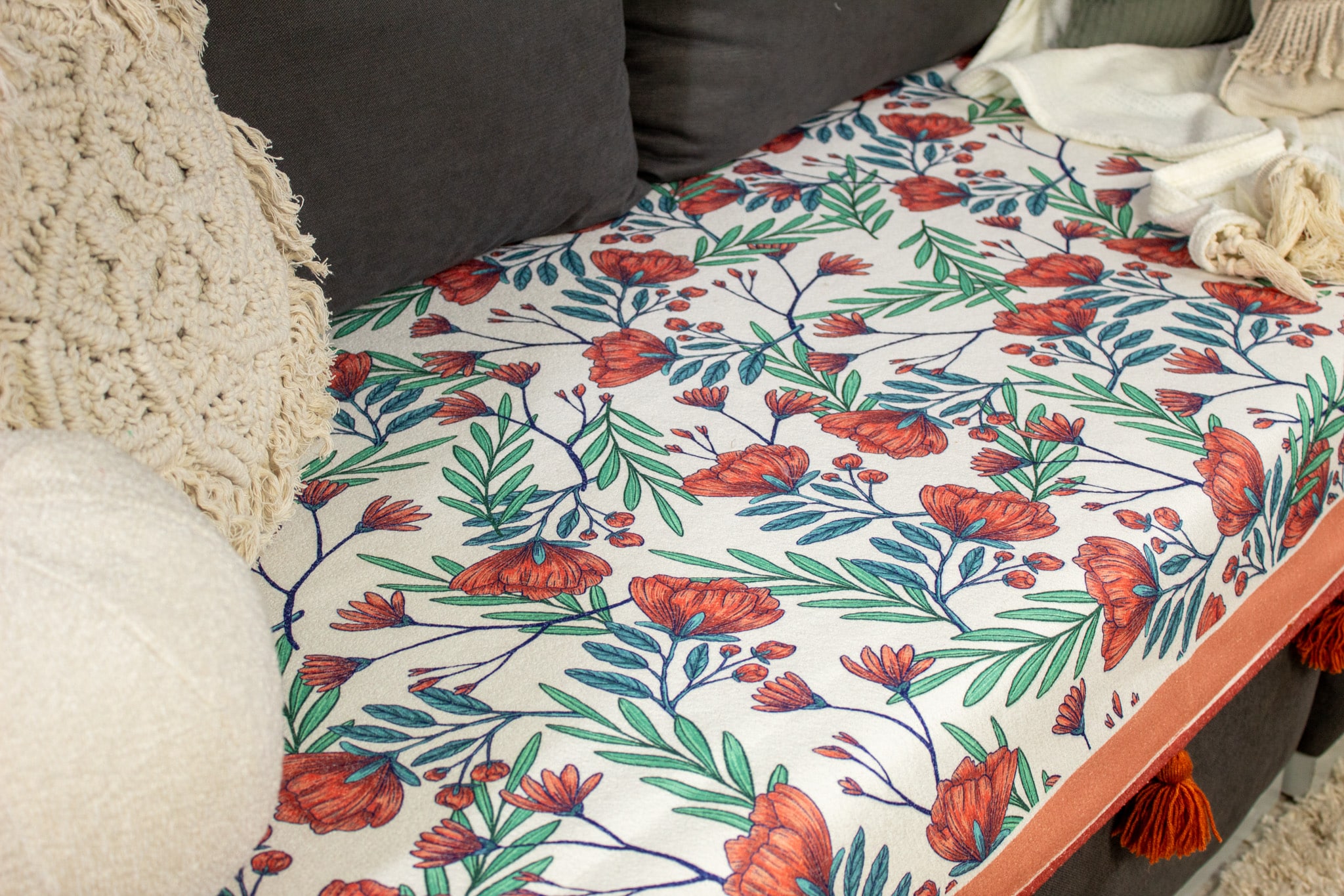 Sofa Cover – Flora – Linen Cotton Printed Fabric | Chic Home Boutique 7 flora sofa cover 4