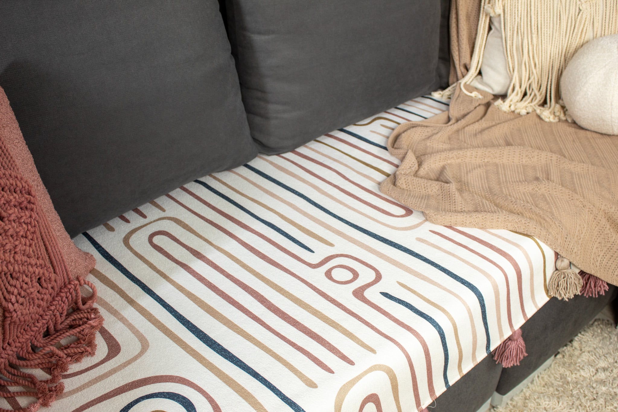 Sofa Cover – Maze – Linen Cotton Printed Fabric | Chic Home Boutique 7 mataha sofa cover 2